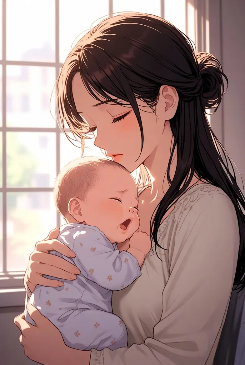 Mother comforting a fussy baby during Wonder Weeks