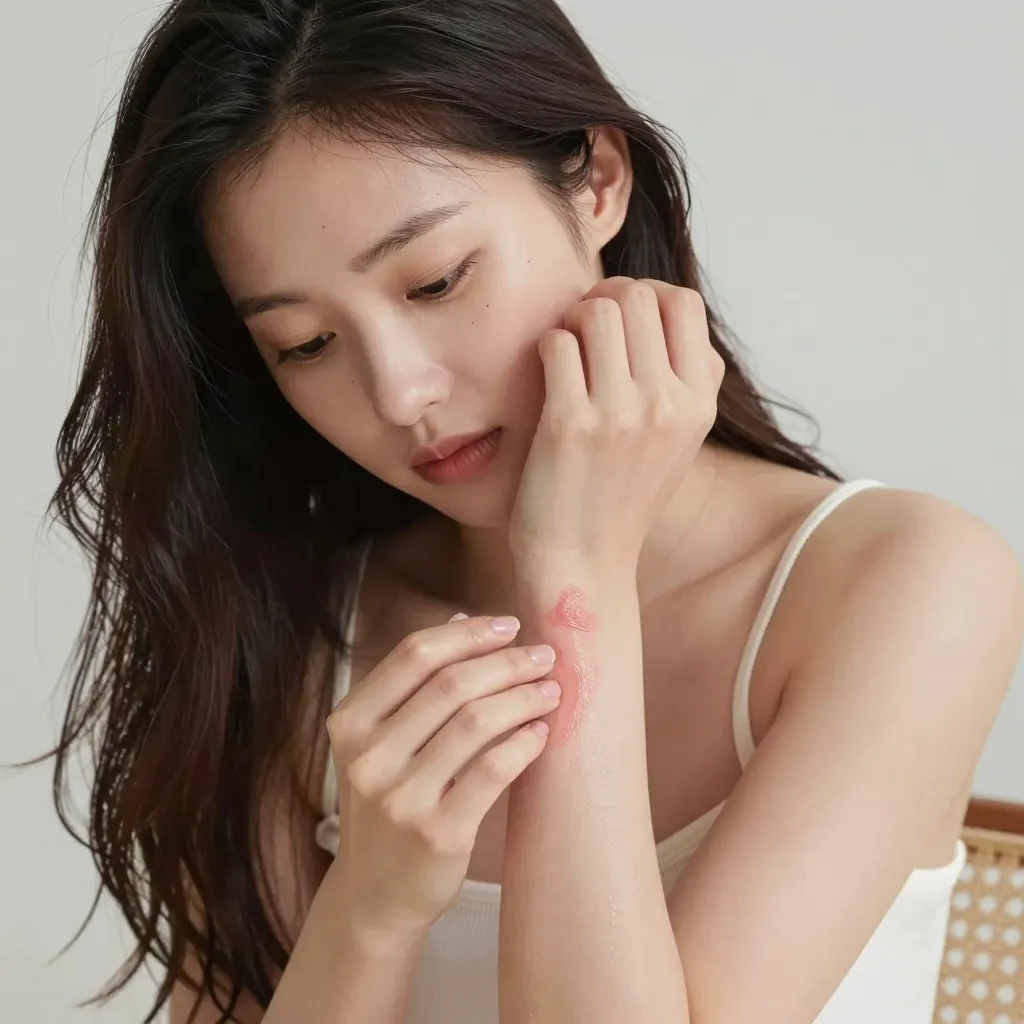 Illustration of a hand applying moisturizer to manage atopic dermatitis-prone skin