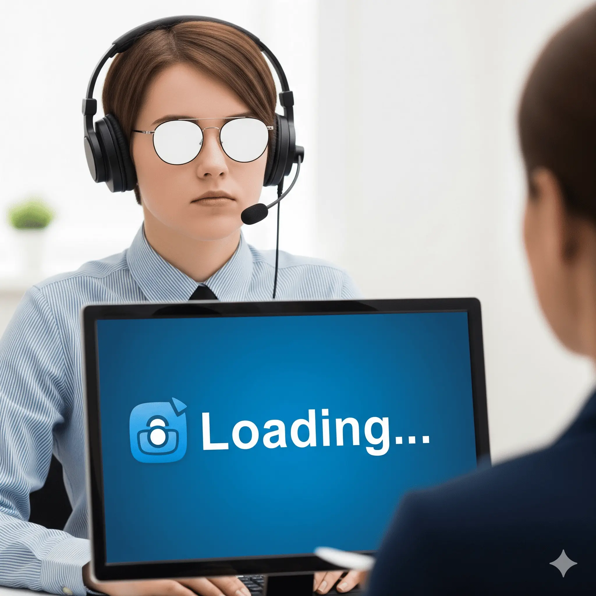 A Gen Z employee superimposed with a buffering icon
