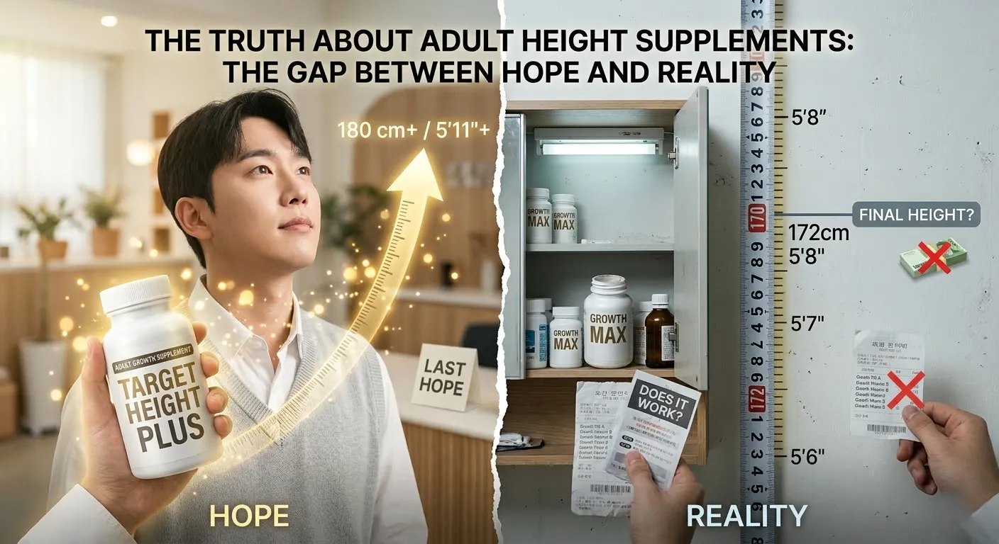 Image symbolizing the truth about adult height supplements - the gap between hope and reality
