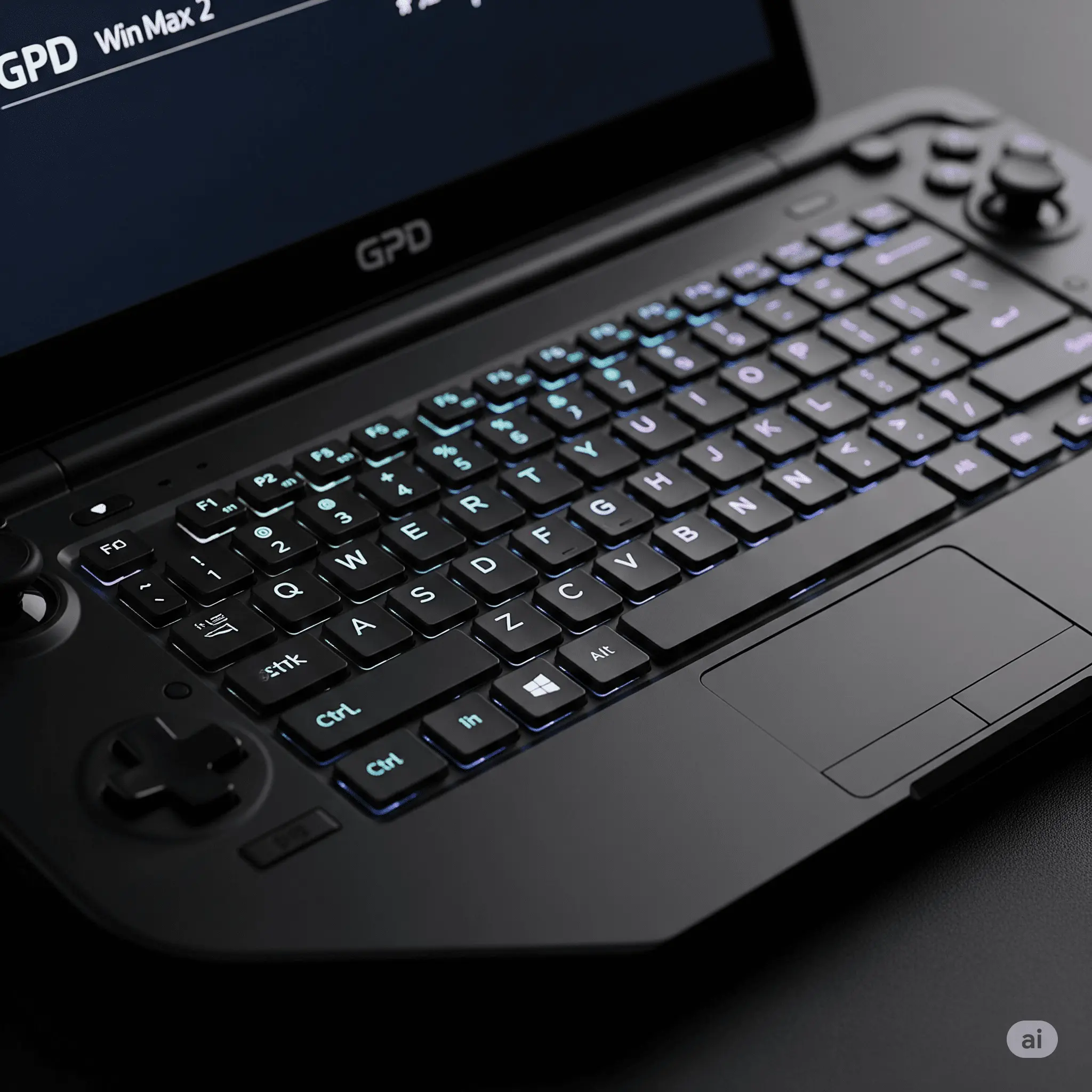 The spacious keyboard and built-in gamepad of the GPD Win Max 2
