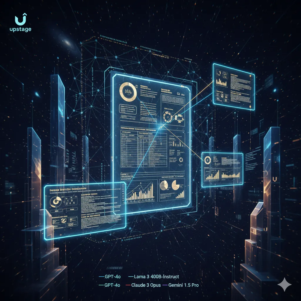 업스테이지 Document AI가 스캔된 문서를 디지털 데이터로 변환하는 과정 시각화