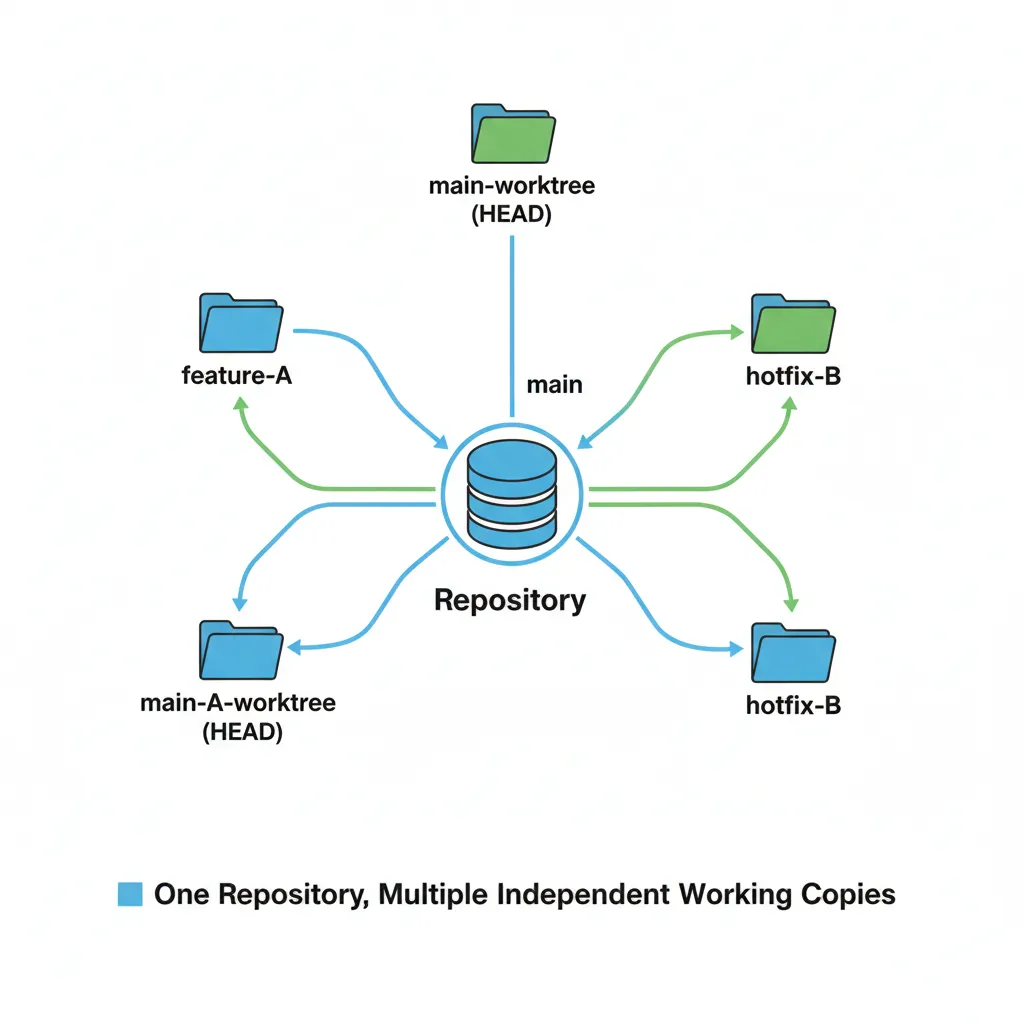Git Worktree concept diagram