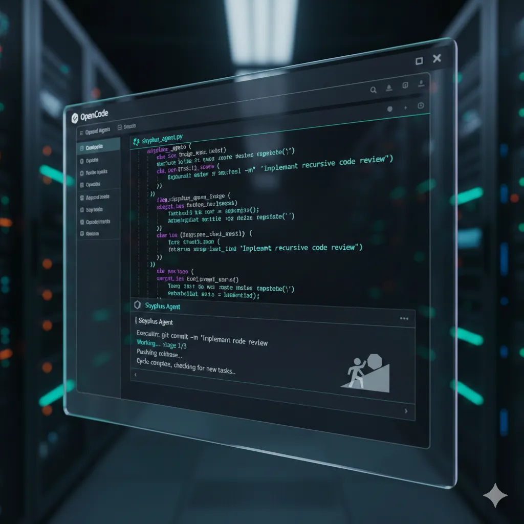 OpenCode's sleek interface running in a terminal environment with Sisyphus agent in action