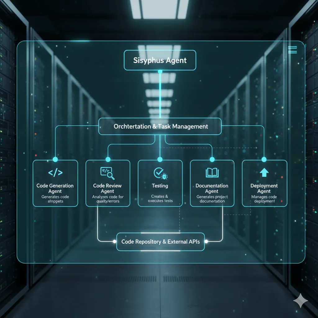 Diagram showing relationship between Sisyphus agent and specialized sub-agents