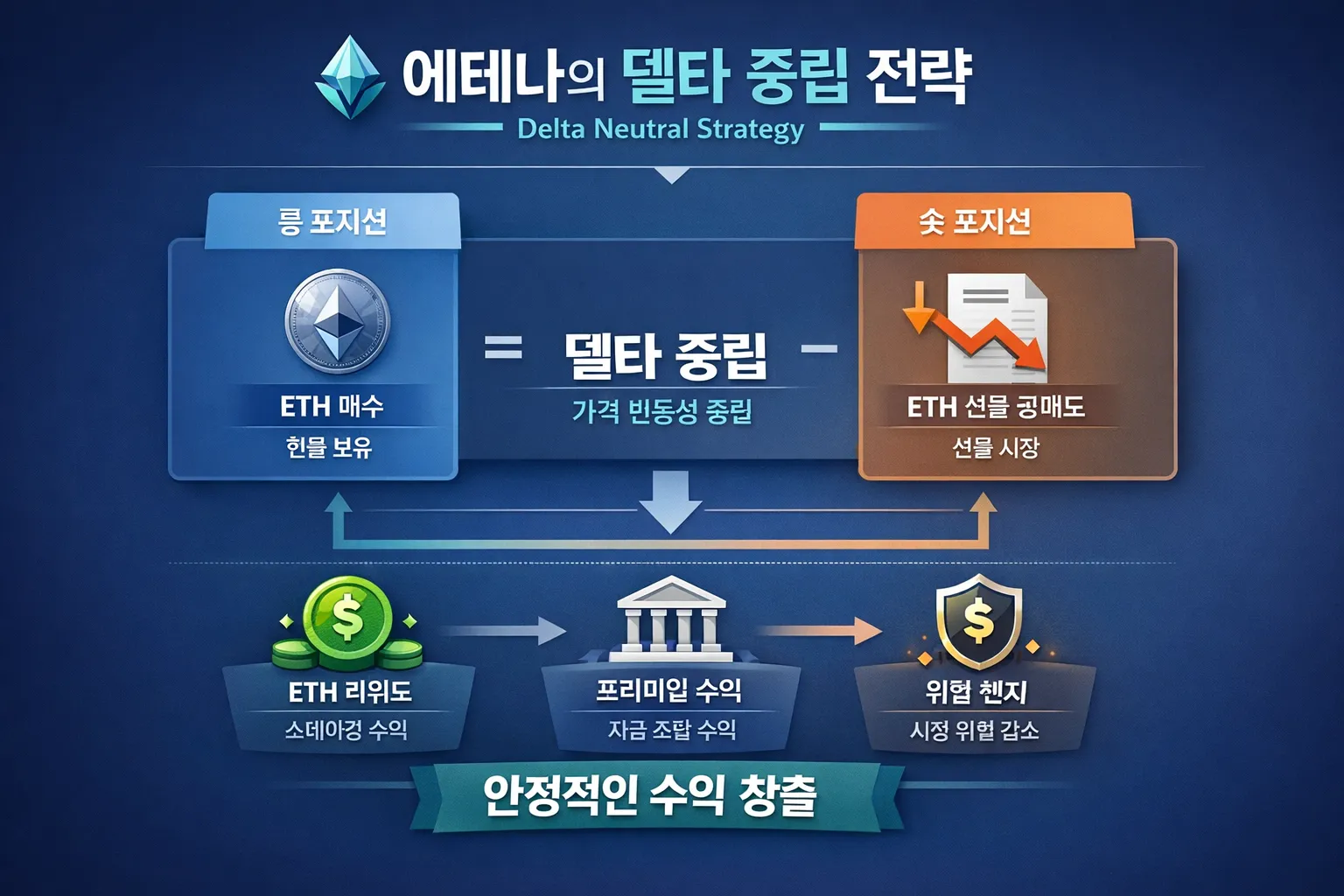 에테나의 델타 중립 전략을 시각화한 다이어그램