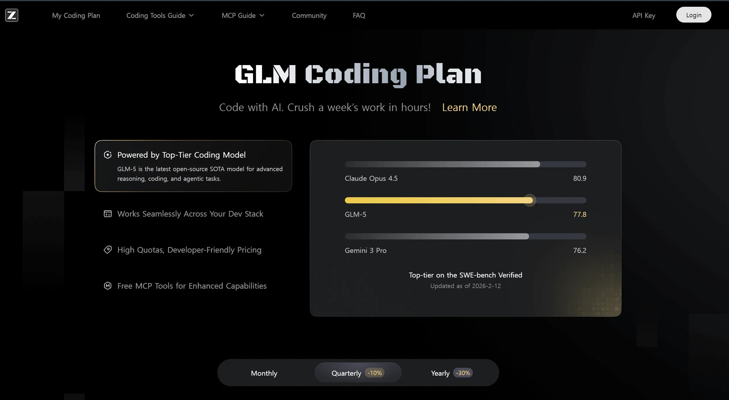 Z.ai Dashboard Screenshot - API Key management page and usage statistics