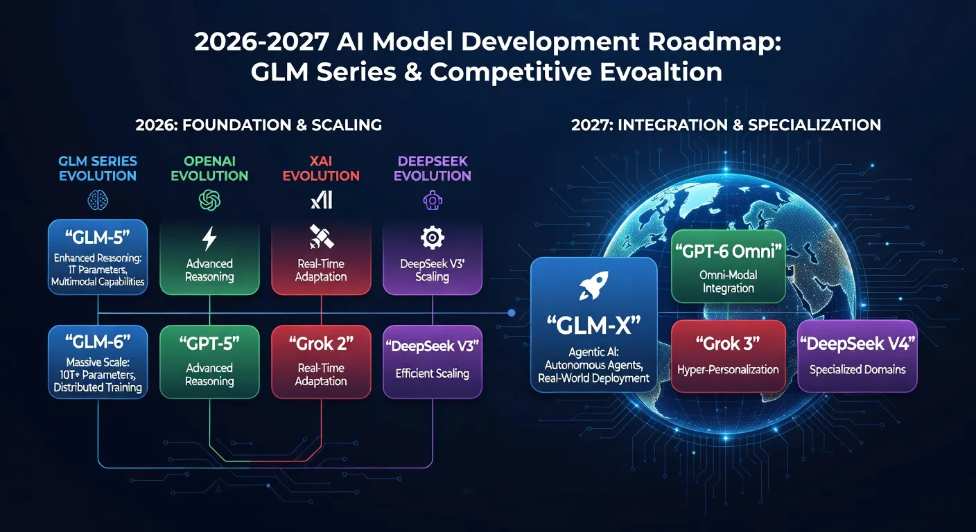 2026-2027 AI Model Development Roadmap Infographic - Projected evolution of GLM series and competing models