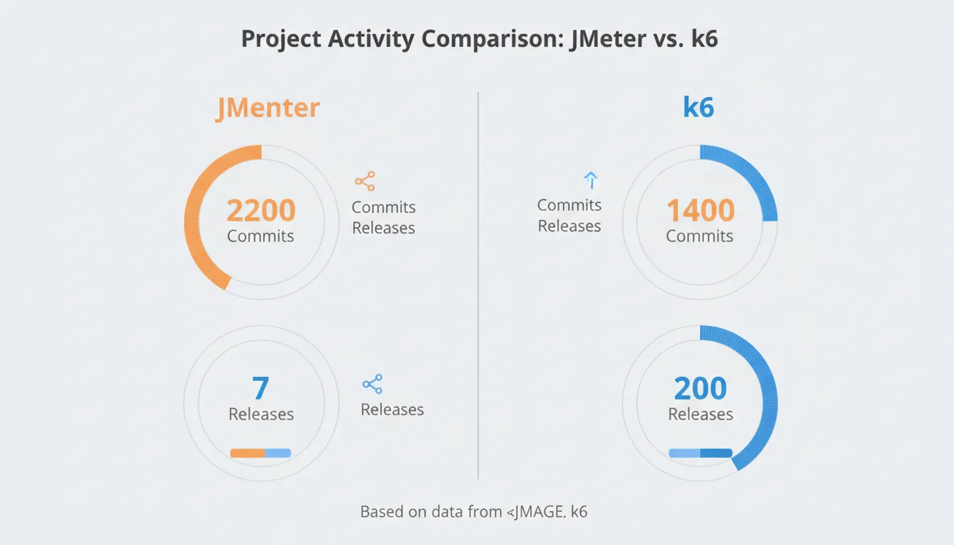 JMeter vs k6 feature comparison infographic