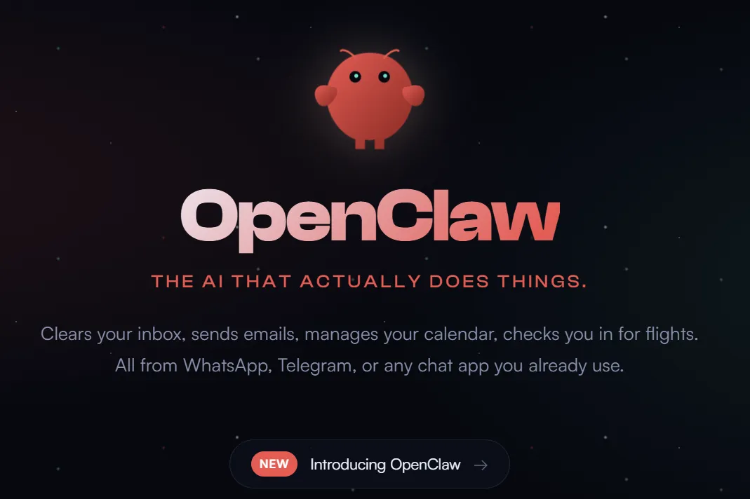 Image showing OpenClaw AI agent interface, Robister mascot, and various messaging platform integrations