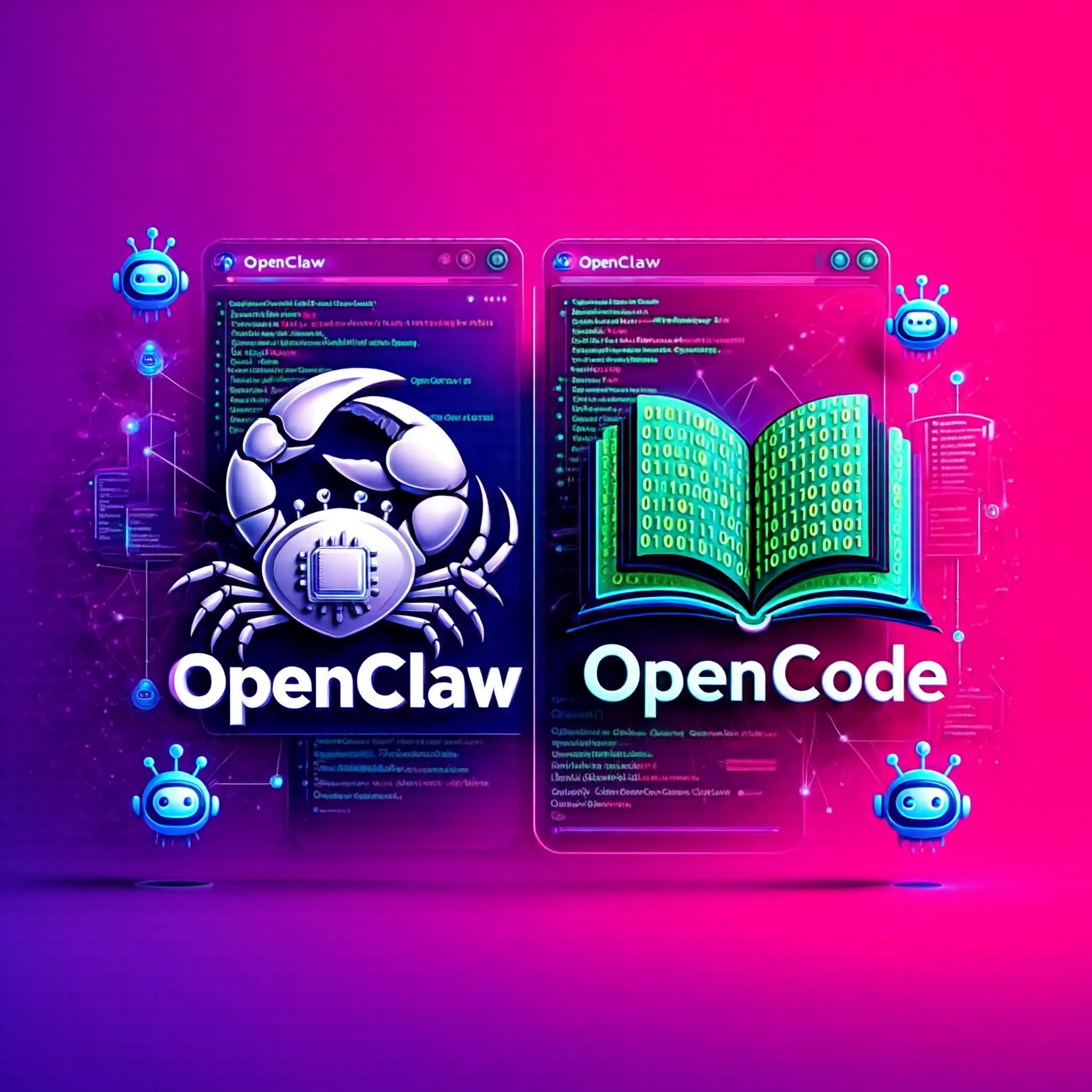 OpenClaw vs OpenCode comparison - showing terminal-based AI coding assistant vs autonomous AI agent differences
