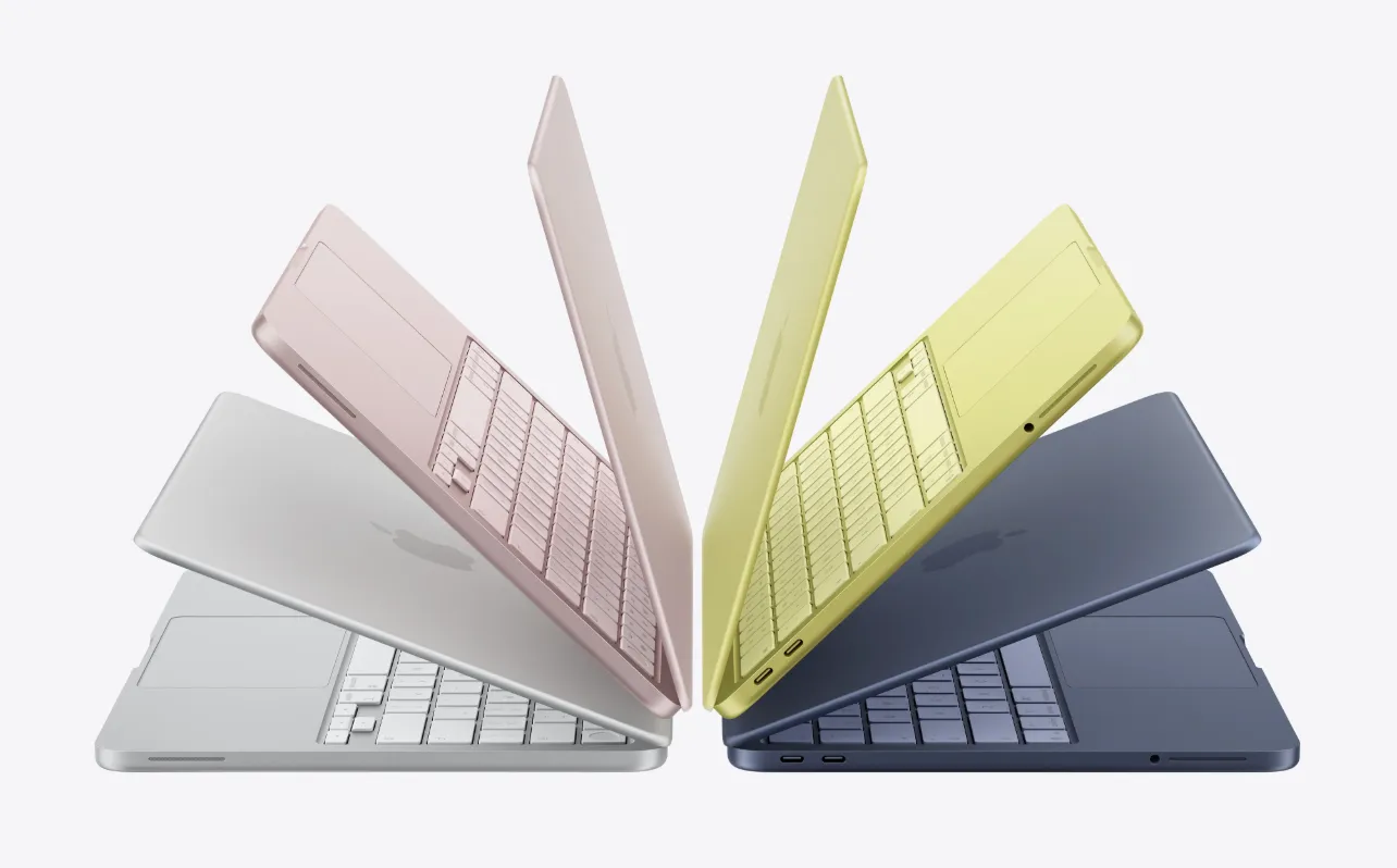 MacBook Neo 4가지 색상 라인업 - 인디고, 블러시, 시트러스, 실버