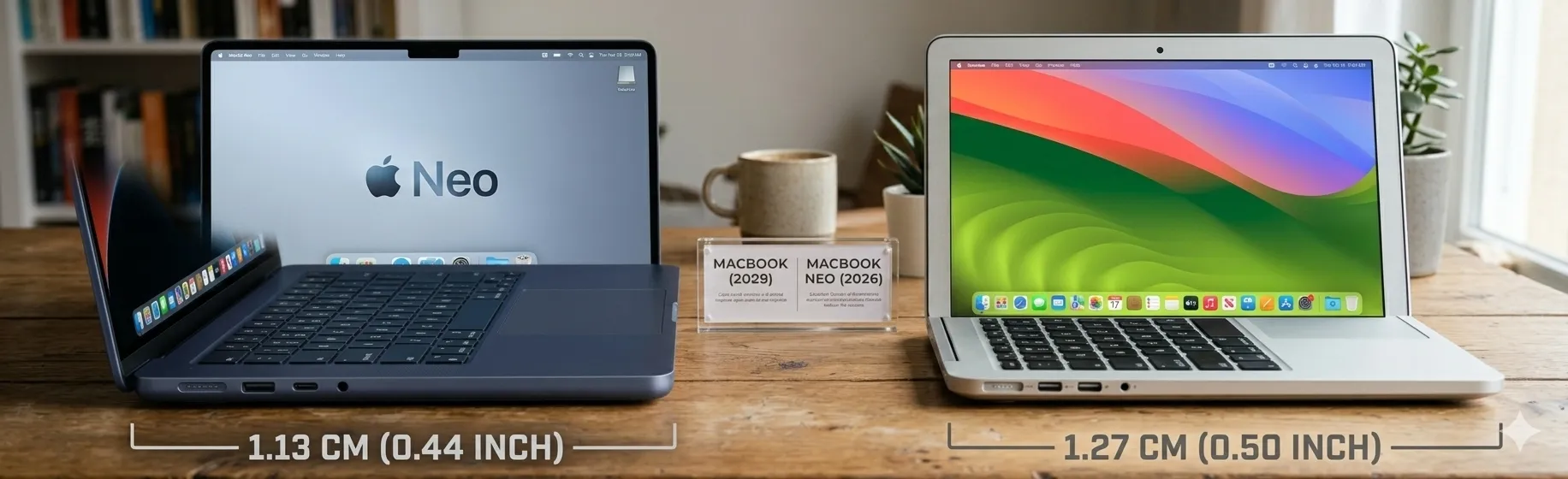 MacBook Neo와 MacBook Air의 실제 두께와 포트 구성 비교