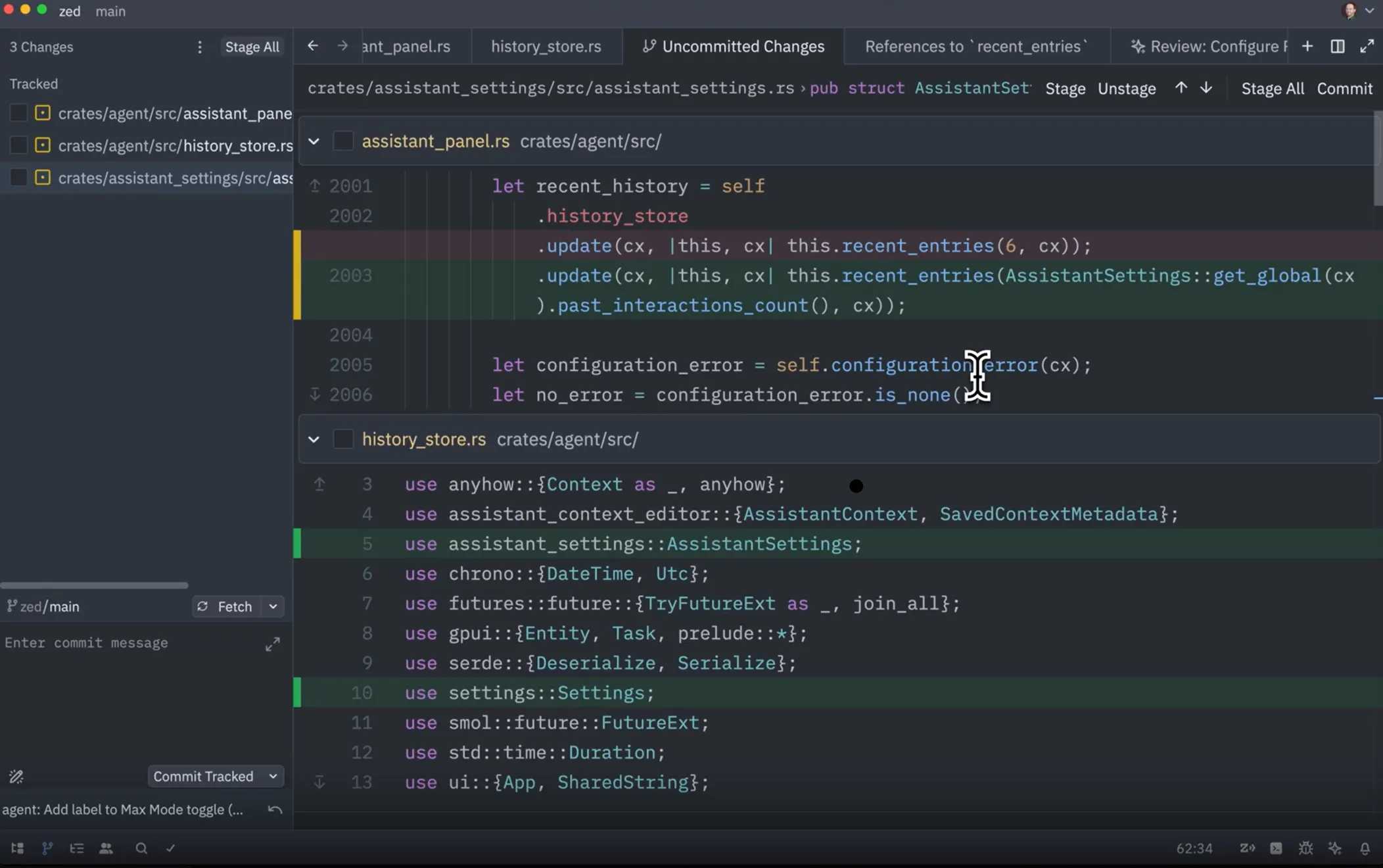 Zed's real-time collaboration feature - screen showing multiple developers editing code simultaneously, cursors and selections displayed in real-time