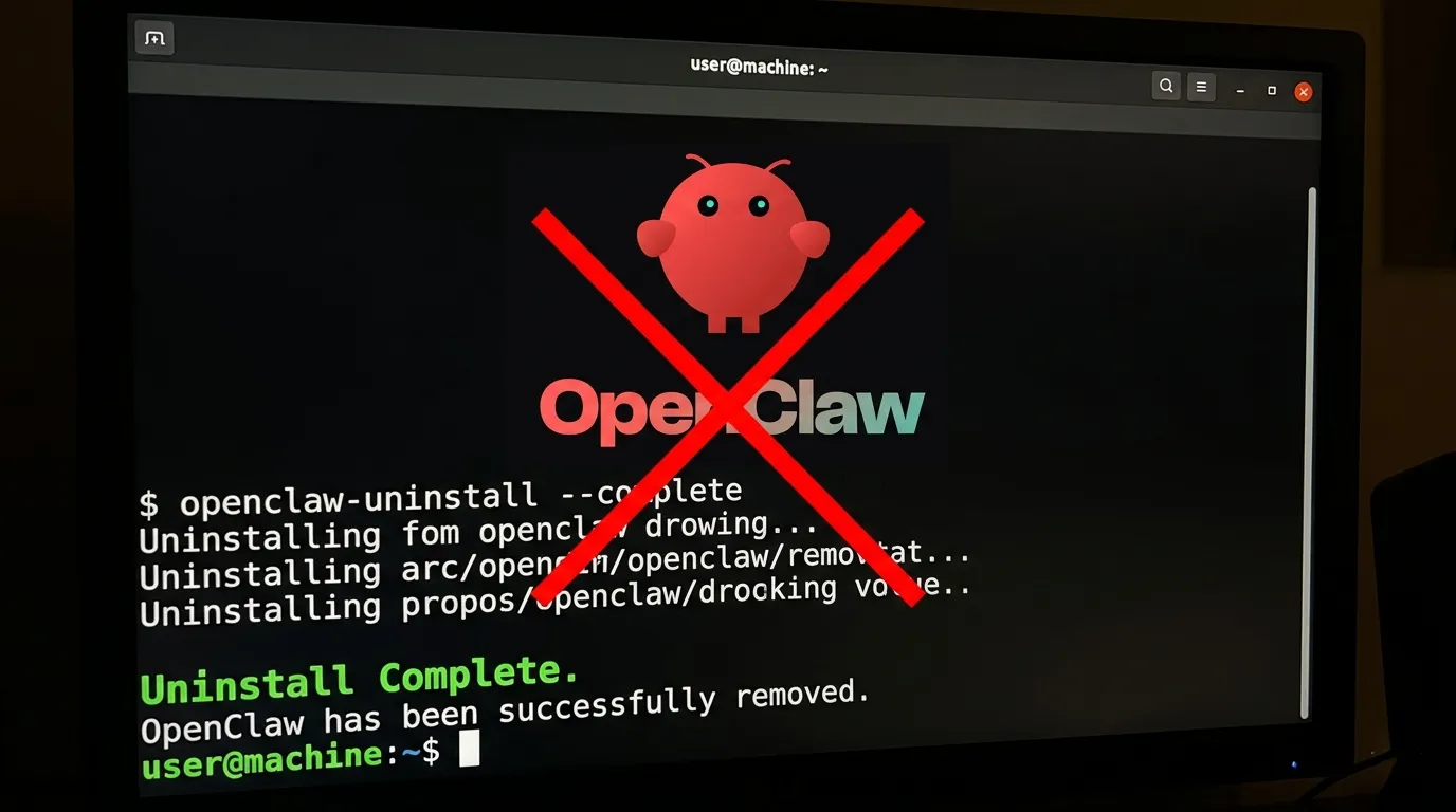 OpenClaw Complete Uninstall Guide - terminal window showing clean removal commands on macOS, Windows, and Linux