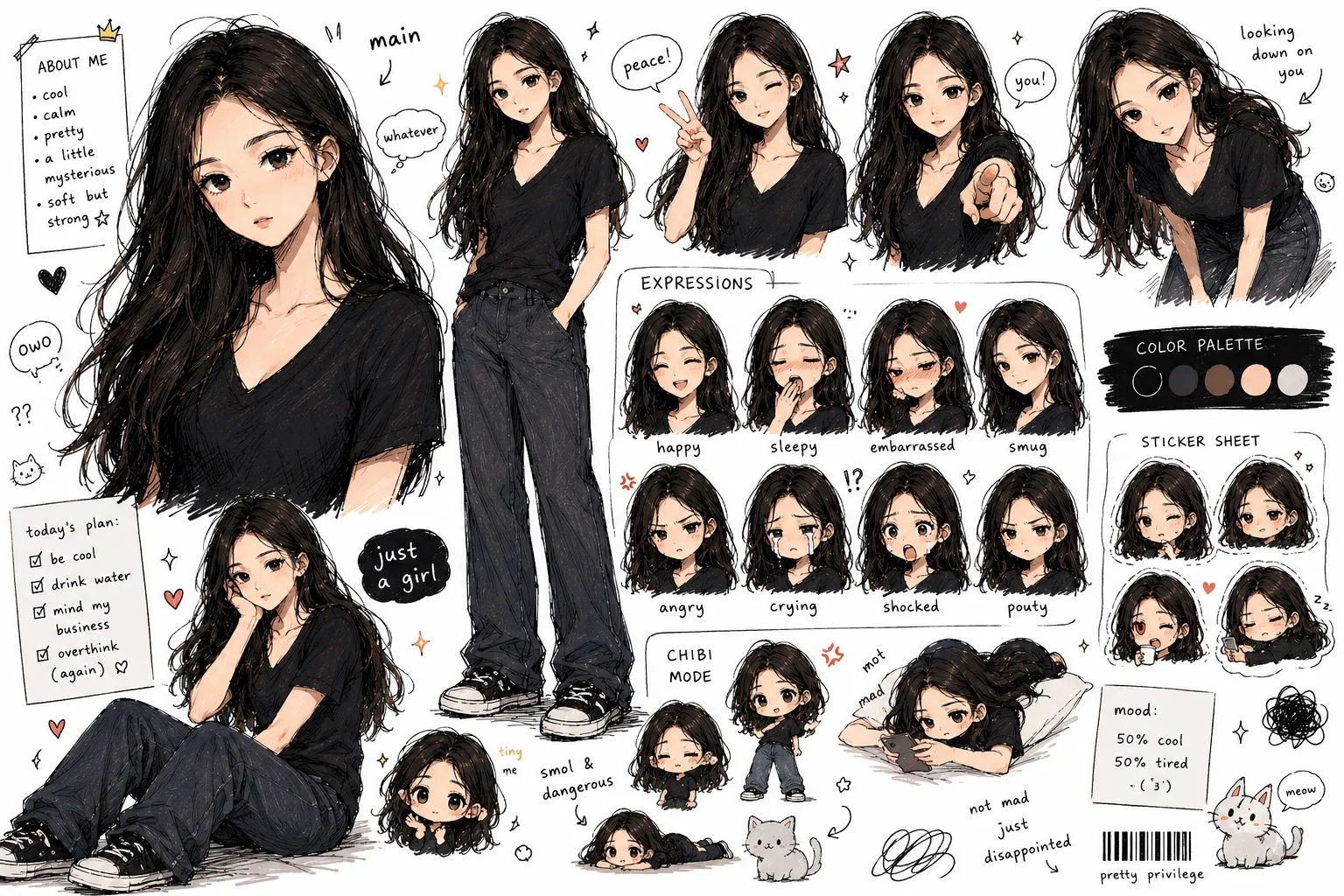 Actual messy doodle character sheet example 1