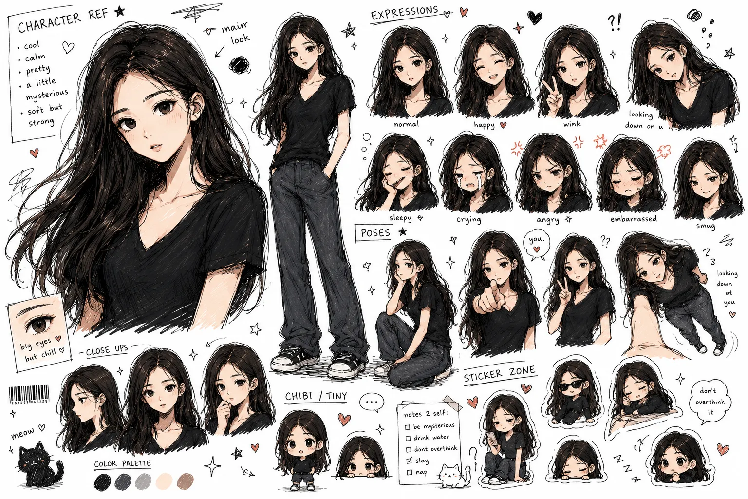 Actual messy doodle character sheet example 2