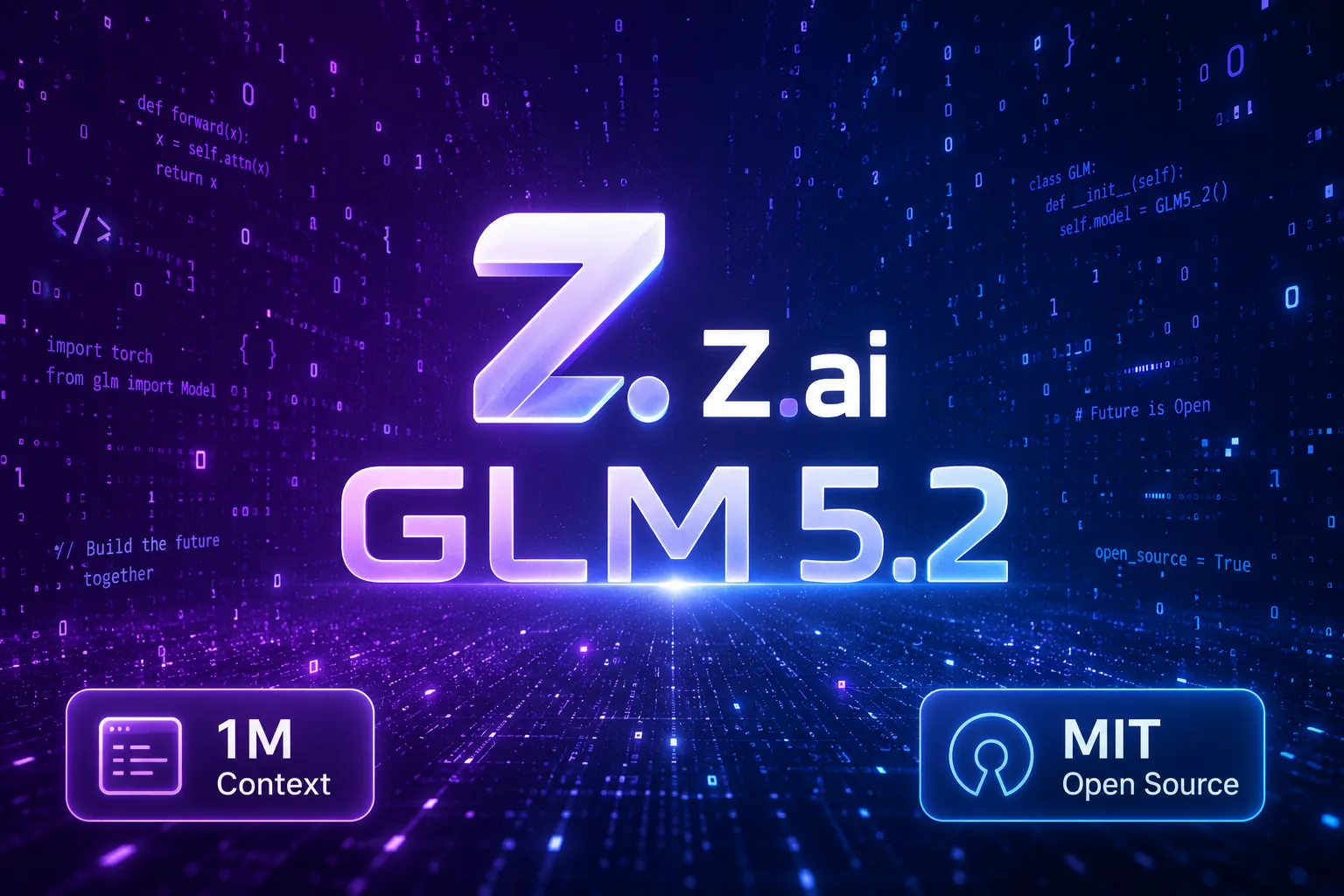 Z.ai's GLM 5.2 launch — next-generation coding AI model featuring 1-million-token context window and MIT open-source weights