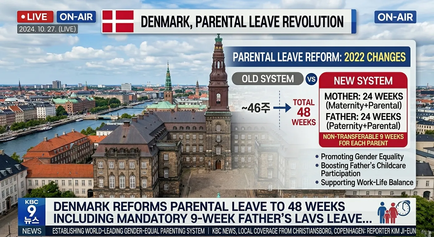Christiansborg Palace, the Danish Parliament building, where the landmark 2022 parental leave reform was passed into law.