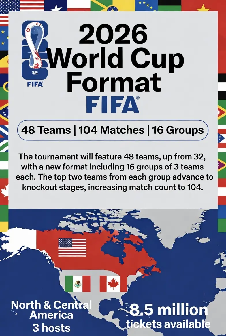 2026 월드컵 48개국 신규 포맷 설명 인포그래픽 - 12개조와 32강 토너먼트 구조