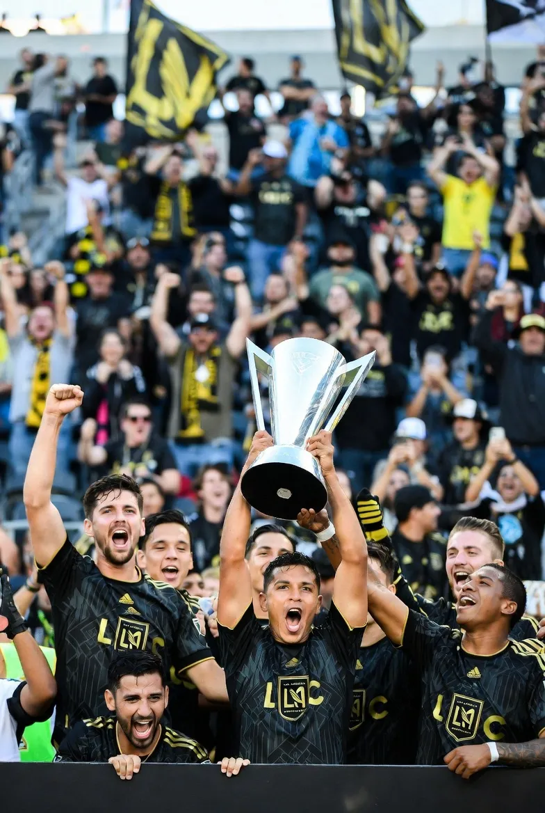 LAFC players and fans celebrating after winning their first MLS Cup in 2022