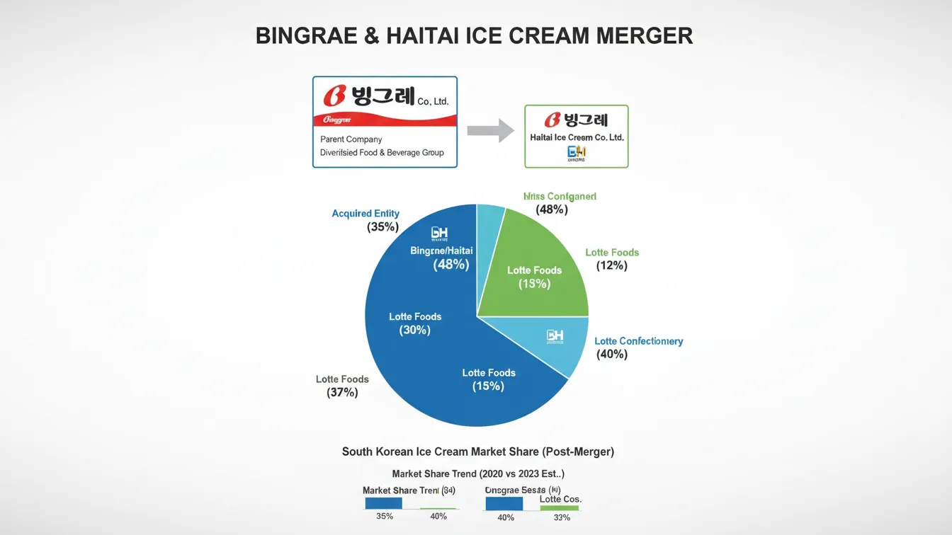 Binggrae and Heitai Ice Cream merger structure and market share graph