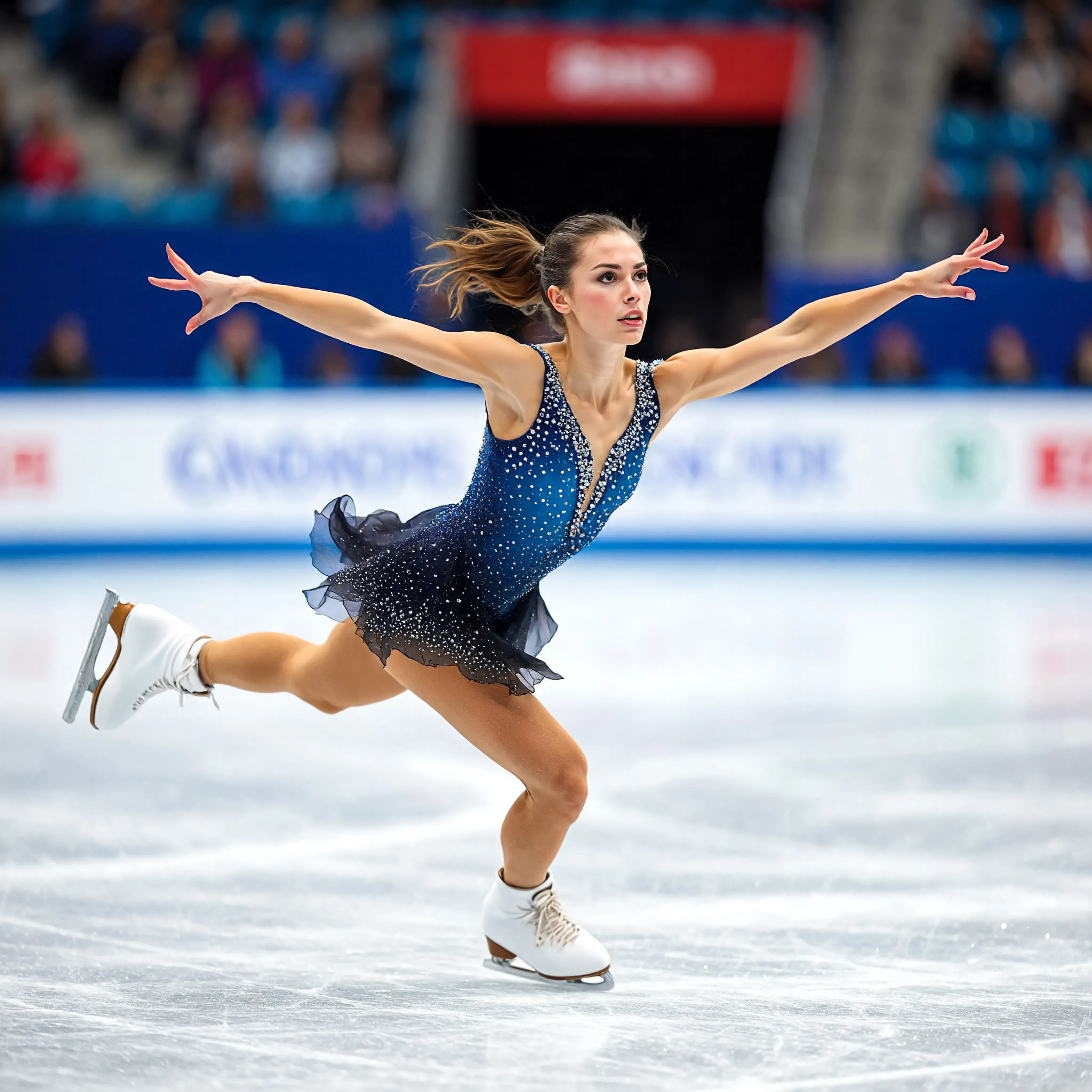 Elegant jump movement of a skater during Free Skating - dynamic moments unfolding on ice