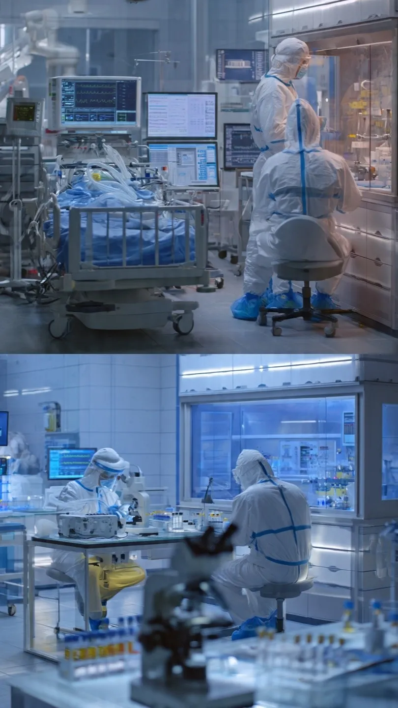 ICU intensive care unit setup for treating severe hantavirus cardiopulmonary syndrome — ventilators and oxygen therapy equipment